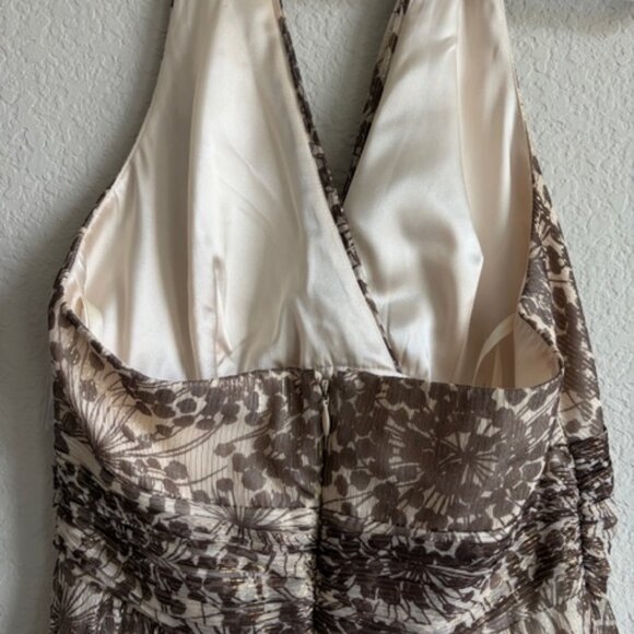 BCBG MAXAZRIA Silk Gold Halter Dress Women's Size 2 Elegant Bodycon Babydoll - Picture 5 of 13